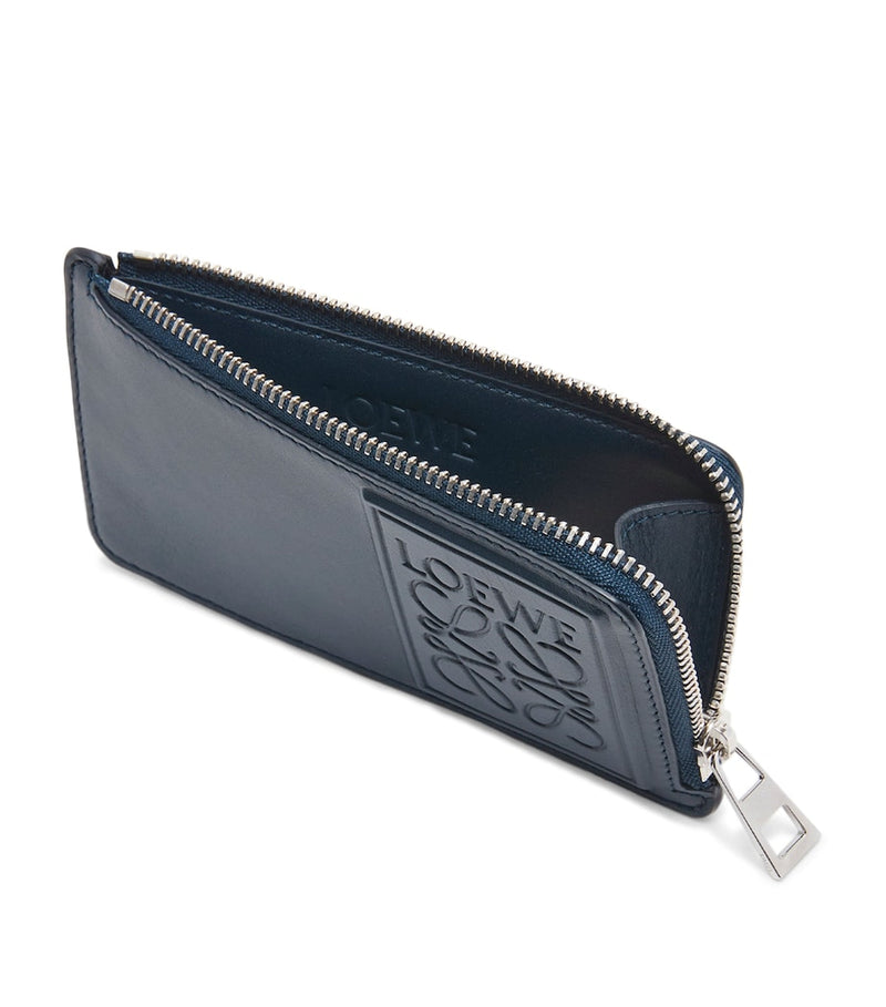 LOEWE debossed logo card holder in satin calfskin, UK version