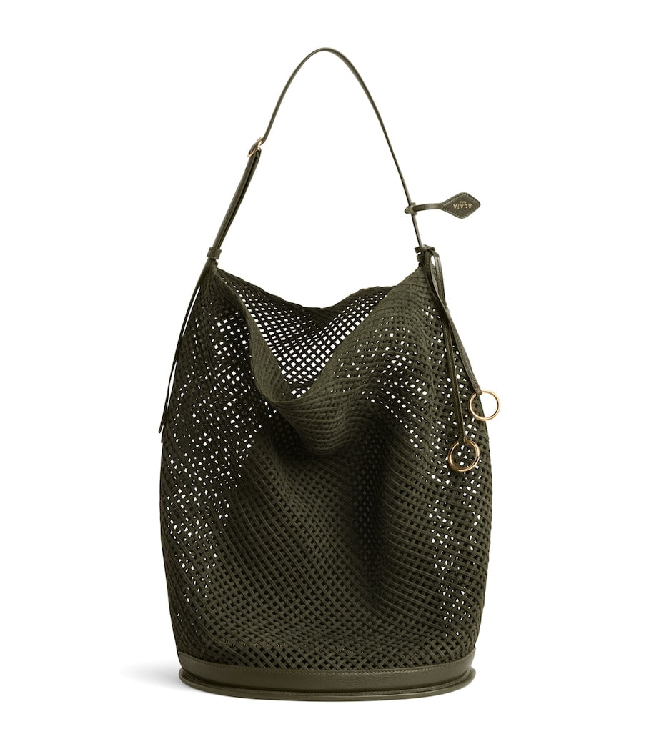 Alaïa large suede net hip bucket bag, UK version