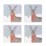 Home Santa & Reindeer Corkback Coaster 4pk GOODS Sainsburys   