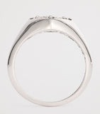 Suzanne Kalan white gold diamond princess signet ring size 4, imported from the UK