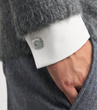 Tateossian Sterling Silver and Sapphire Graffiato Cufflinks (British brand)