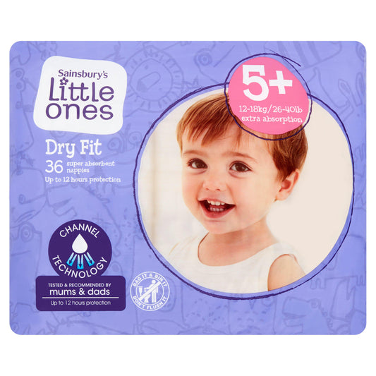 Sainsbury's Little Ones Dry Fit Size 5+ 36 Nappies nappies Sainsburys   