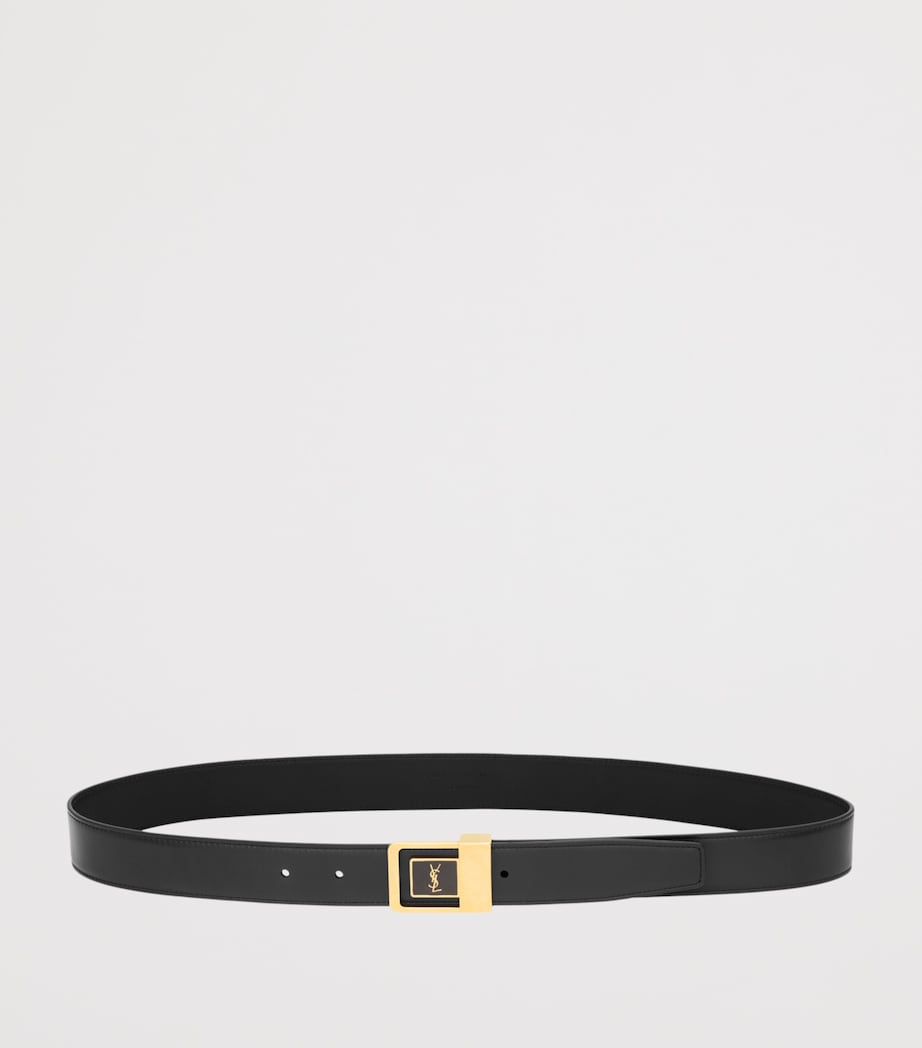 Saint Laurent leather logo belt 3cm width, UK version
