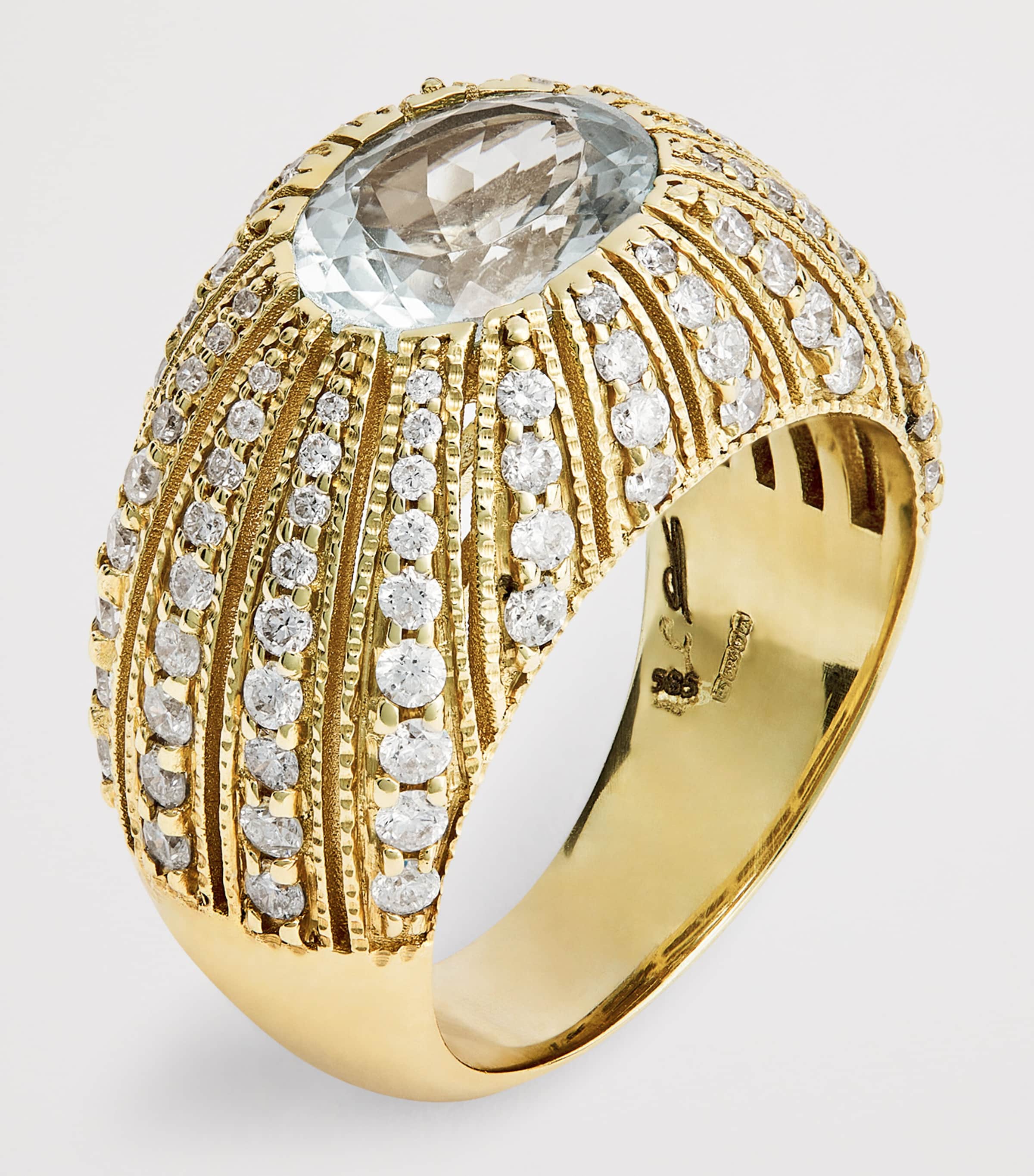 Jacquie Aiche large aquamarine diamond oval dome ring, UK version