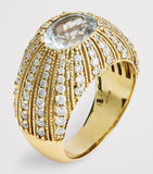 Jacquie Aiche large aquamarine diamond oval dome ring, UK version