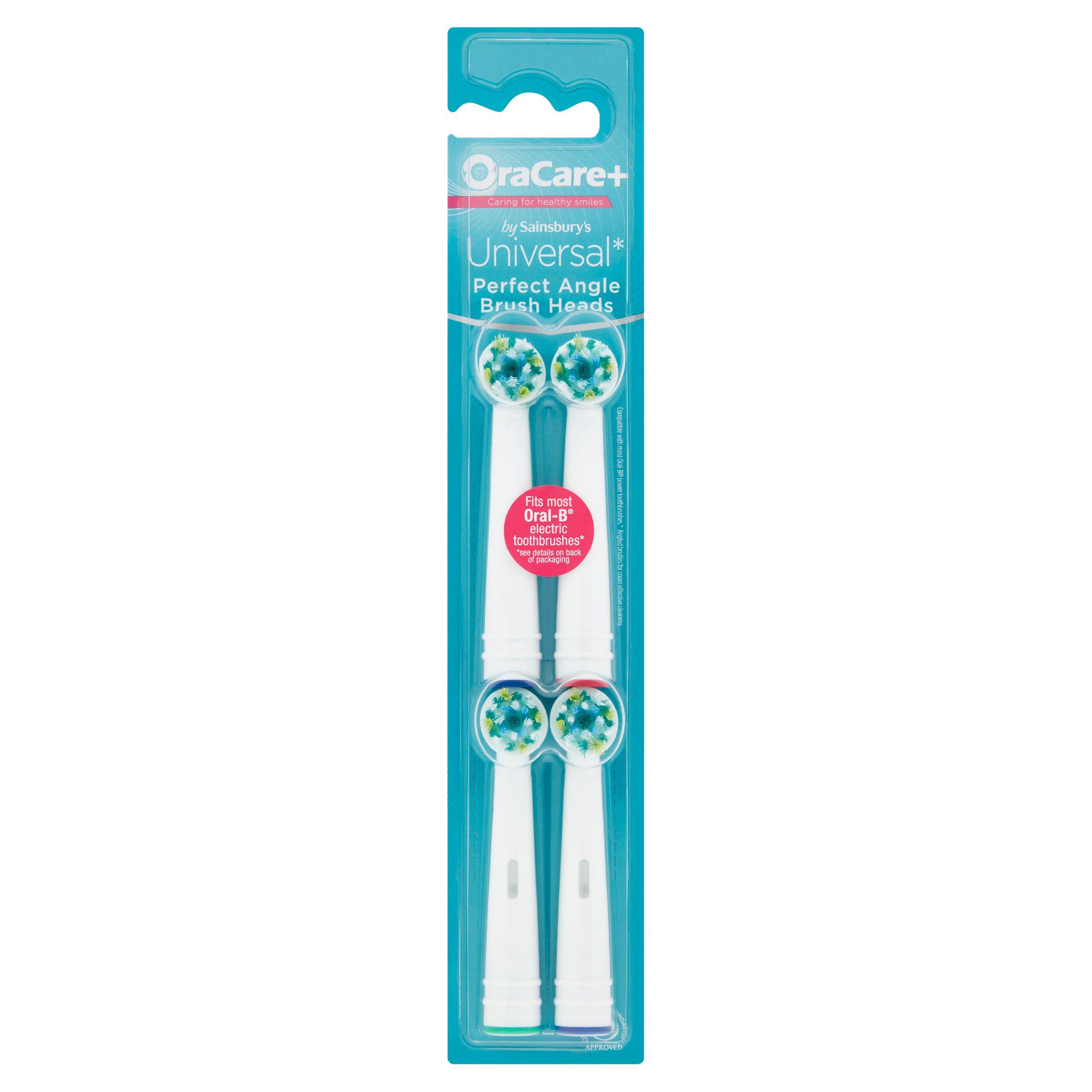 Sainsbury's OraCare+ Universal Perfect Angle Brush Heads x4 electric & battery toothbrushes Sainsburys   