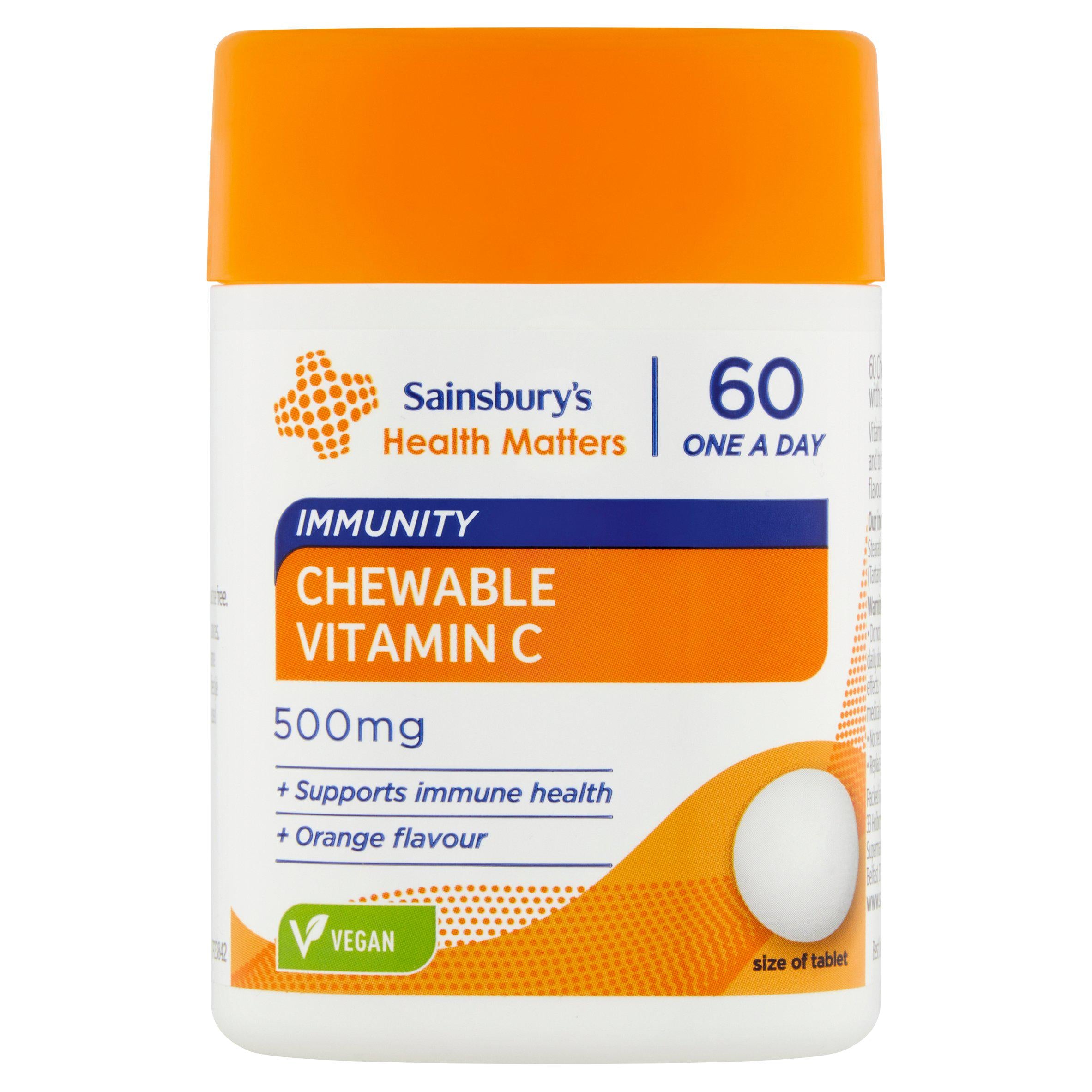 Sainsbury's Health Matters Immunity Chewable Vitamin C Tablet 500mg x60 GOODS Sainsburys   