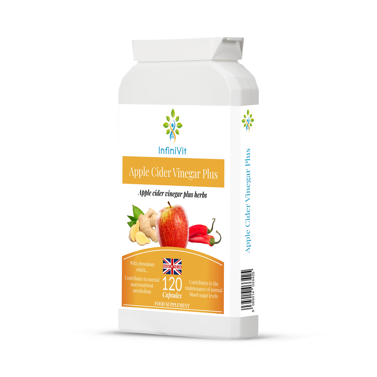 InfiniVit Apple Cider Vinegar Plus 120 capsules, imported from the UK