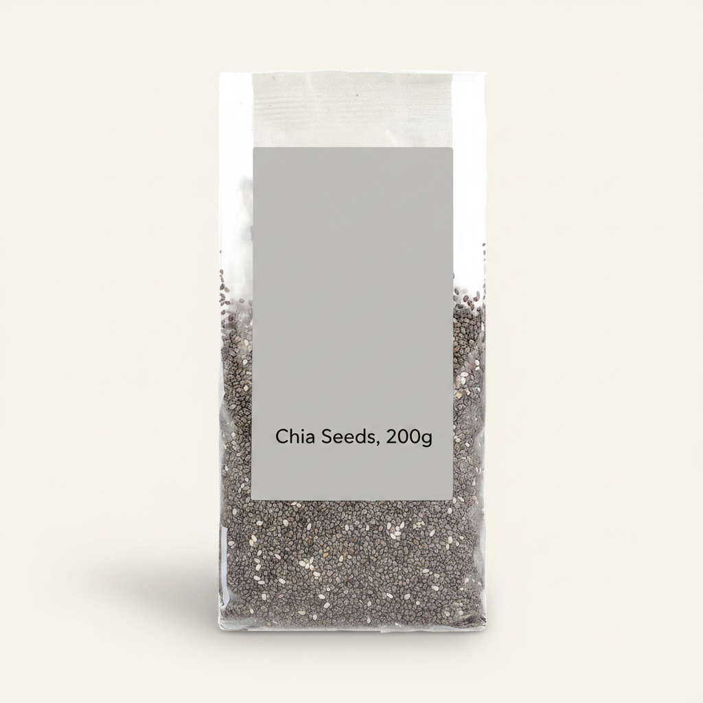 Holland & Barrett Chia Seeds 200g soft plastic pack, UK version