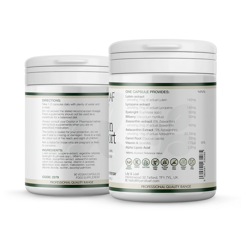 Vision Support eye health supplement capsules (British brand)