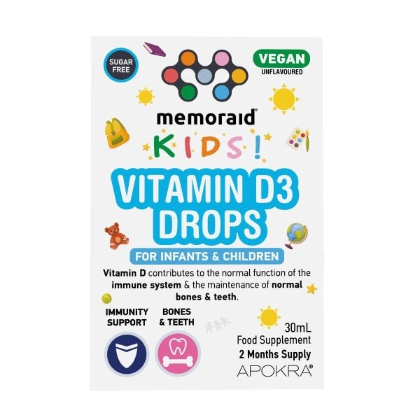 Memoraid Kids Vegan Vitamin D3 Drops 30ml (2 Months Supply) GOODS Superdrug   