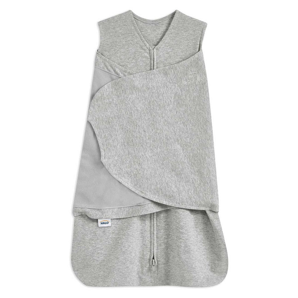 Halo SleepSack Swaddle 1.5 Tog, 100% Cotton, Heather Grey (0-3m)