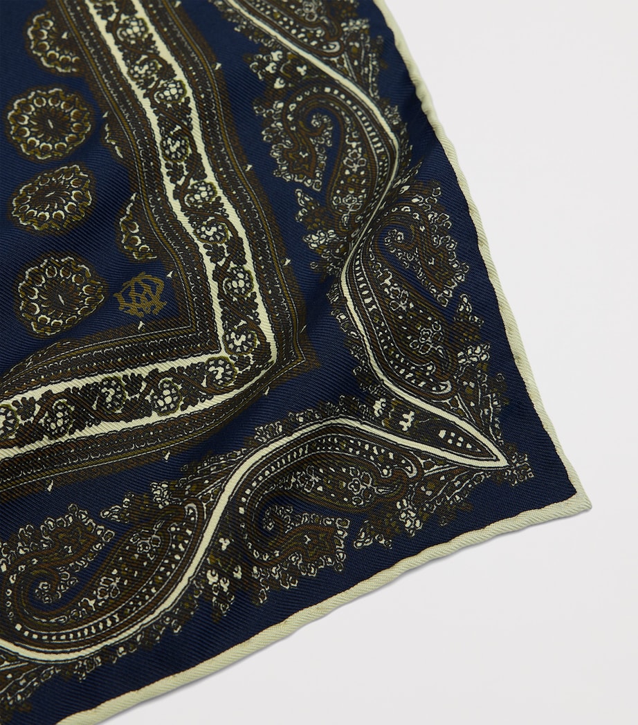 Dunhill mulberry silk floral medallion pocket square, UK version
