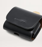 AllSaints black calfskin AirPods case with gold-tone carabiner - British product