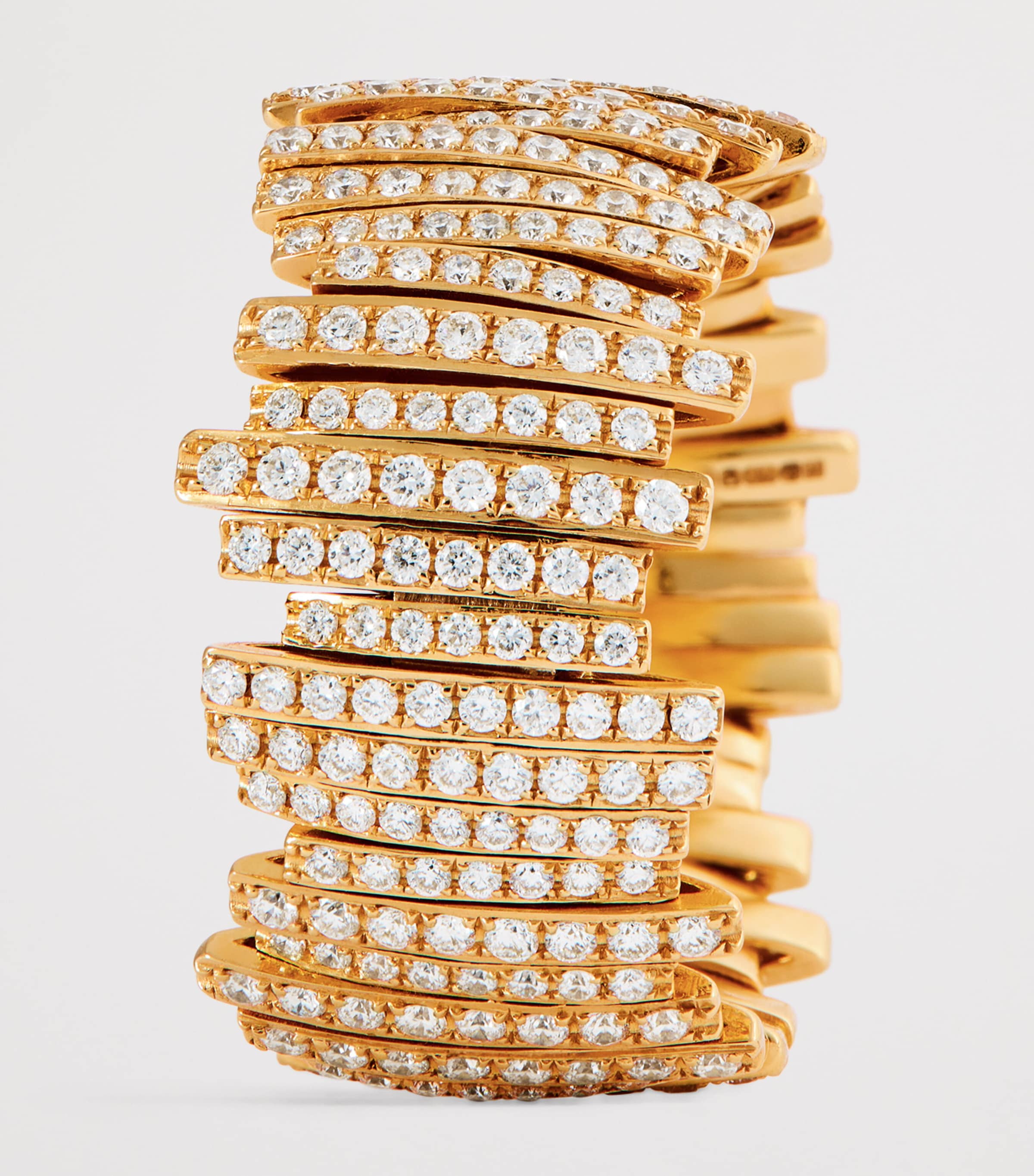 Suzanne Kalan yellow gold full pave deco ring size 7 (British brand)
