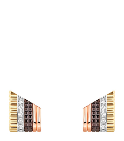 Harrods Boucheron Quatre Classique Mixed Gold and Diamond Stud Earrings- Buy online at McGrocer