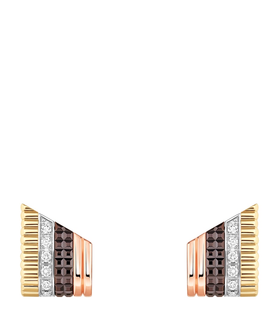 Boucheron Quatre Classique stud earrings mixed gold and diamond (British brand)