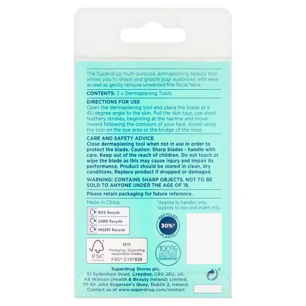 Superdrug Dermaplaning Tool Multi-Purpose x3 (British brand)