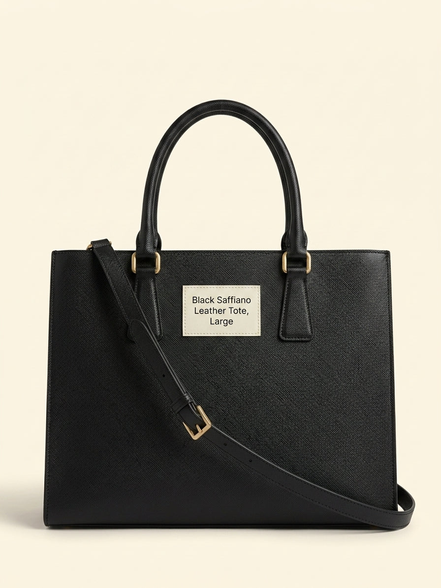 Prada Saffiano Lux leather 2-way handbag black (British brand)