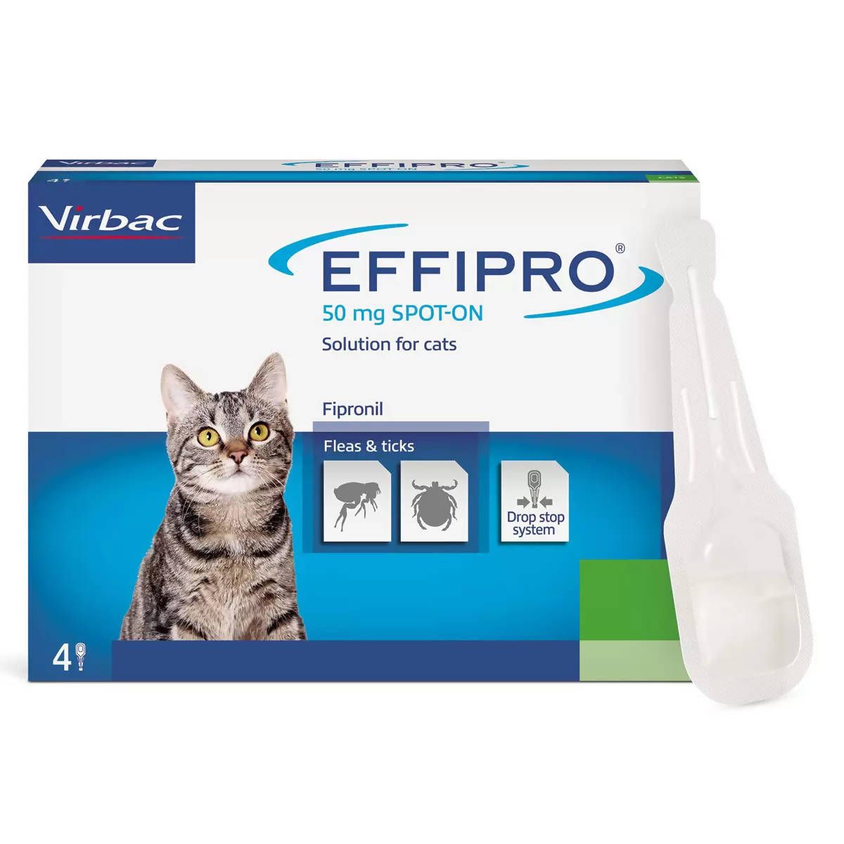 Effipro&amp;reg; Spot-On Flea and Tick Treatment for Cats (1kg+), 4 x 50mg