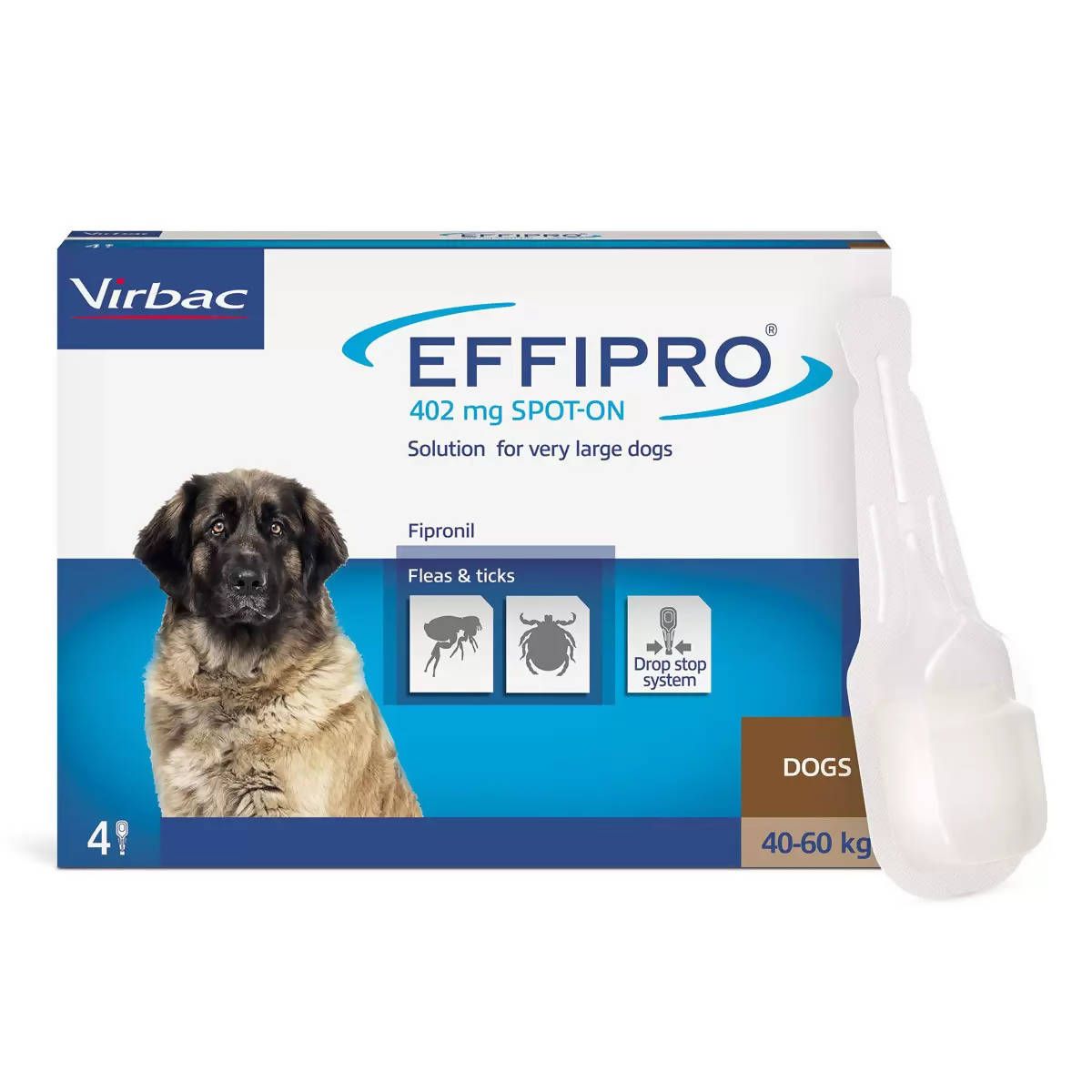 Effipro&amp;reg; Spot-On Flea and Tick Treatment for Extra Large Dogs (40-60kg), 4 x 402mg