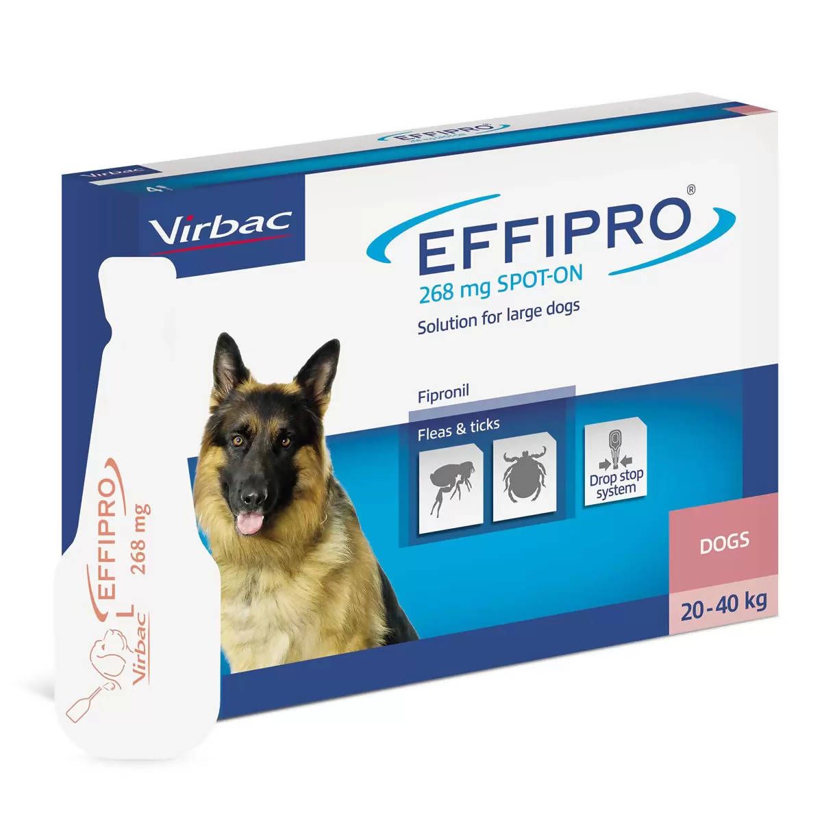 Effipro&amp;reg; Spot-On Flea and Tick Treatment for Large Dogs (20-40kg), 4 x 268mg