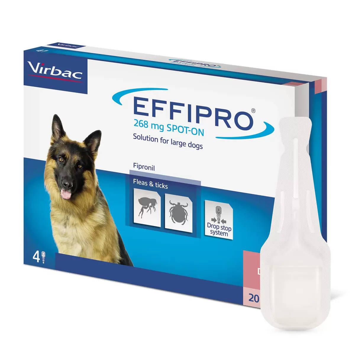 Effipro&amp;reg; Spot-On Flea and Tick Treatment for Large Dogs (20-40kg), 4 x 268mg