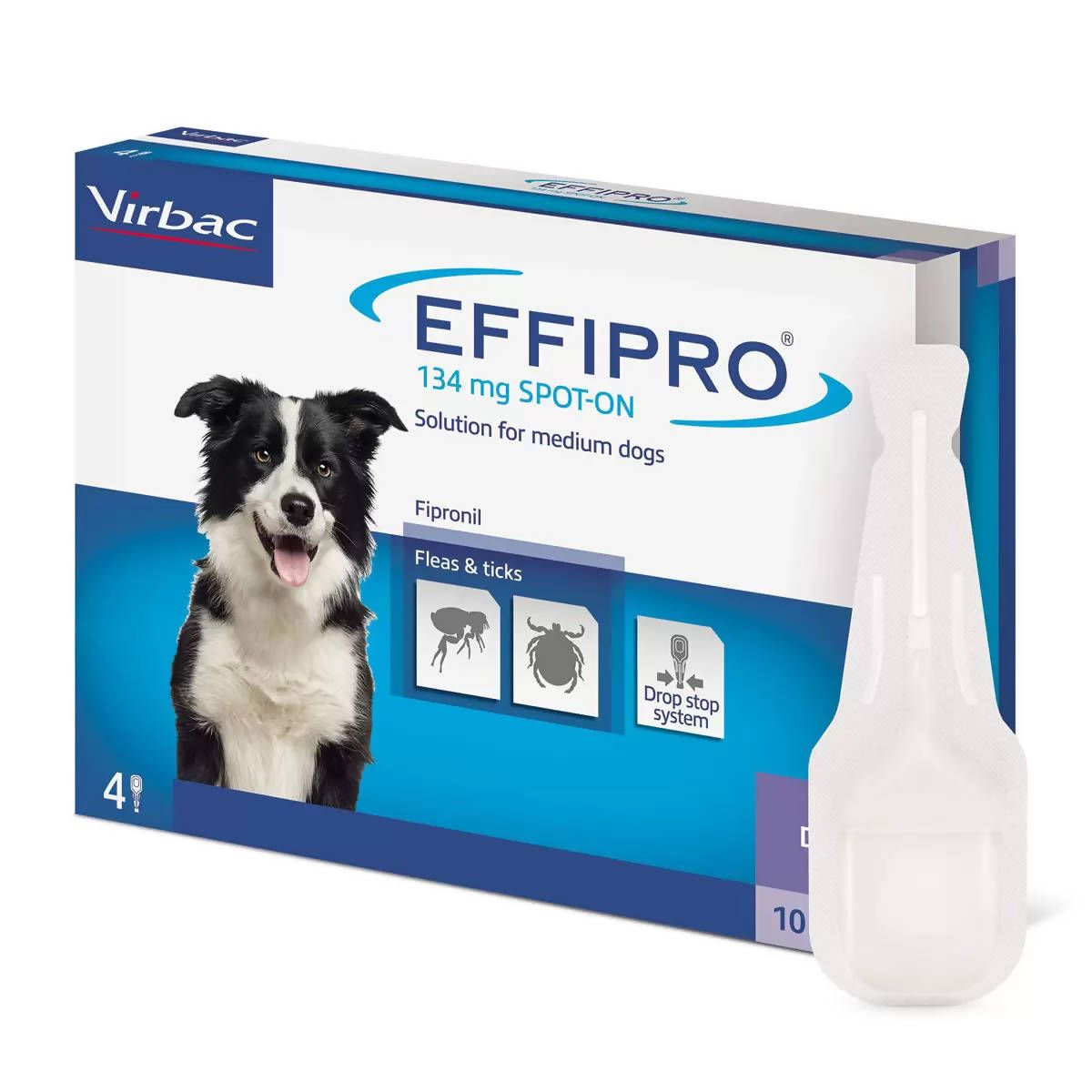 Effipro&amp;reg; Spot-On Flea and Tick Treatment for Medium Dogs (10-20kg), 4 x 135mg