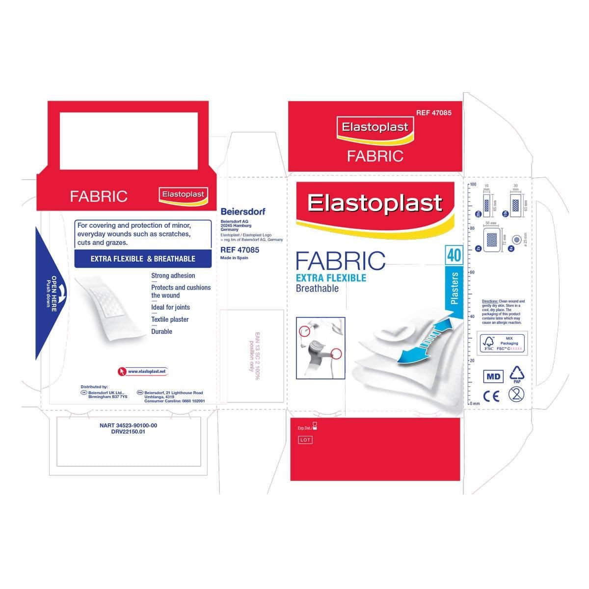 Elastoplast Fabric Extra Breathable Plasters, 5 x 40 Pack