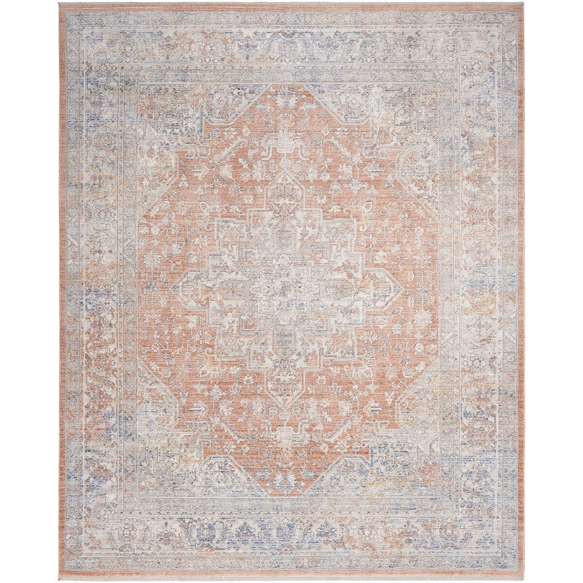 Elegant Heirloom Ivory &amp;amp; Rust Patterned Rug in 2 Sizes