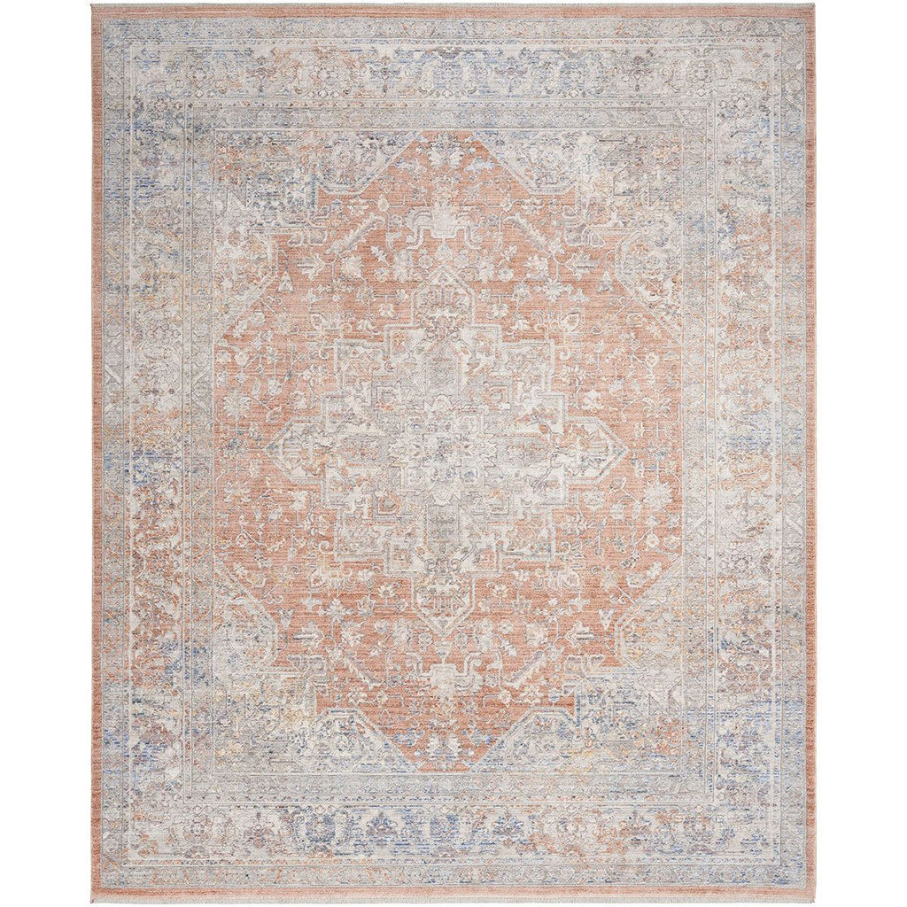 Elegant Heirloom Ivory & Rust Patterned Rug in 2 Sizes