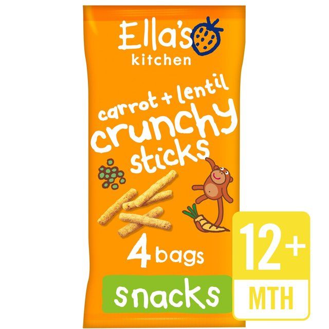 Ella's Kitchen Carrot & Lentil Organic Crunchy Sticks, 12 mths+ Multipack