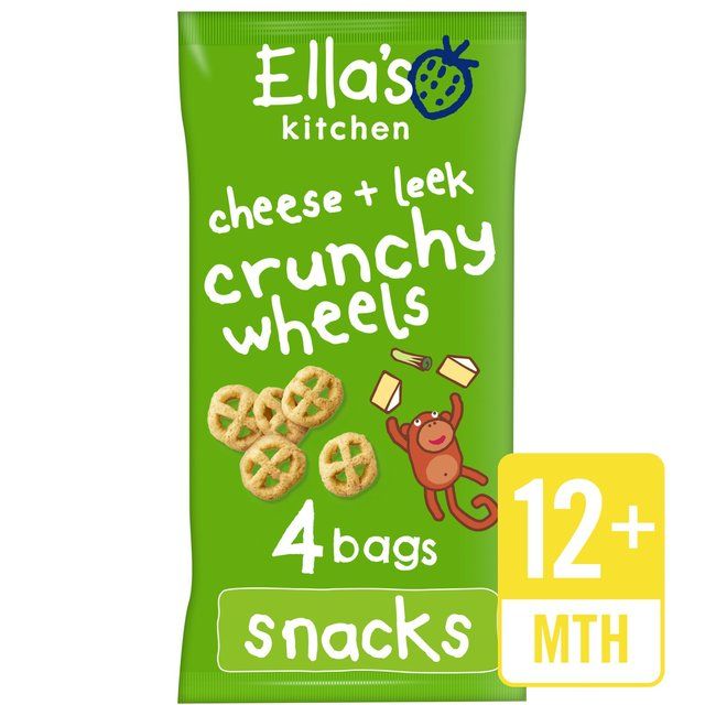 Ella's Kitchen Cheese & Leek Organic Crunchy Wheels, 12 mths+ Multipack