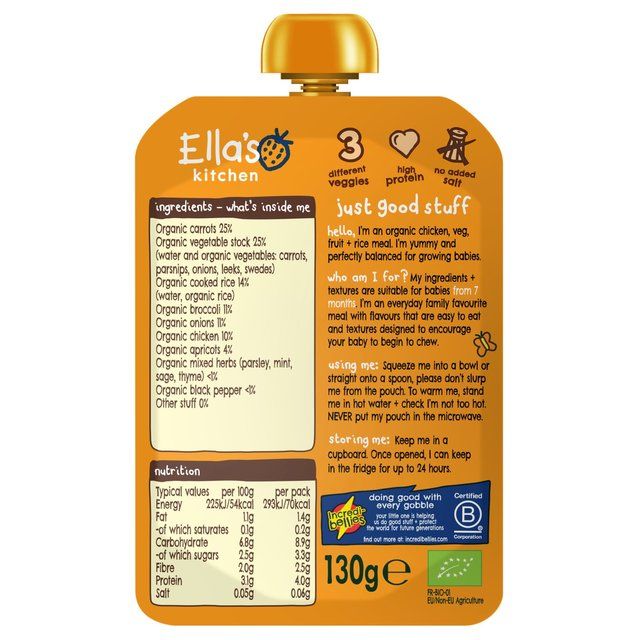 Ella's Kitchen Chicken &amp;amp; Rice Casserole Baby Food Pouch 7+ Months   130g