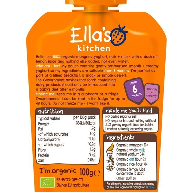 Ella's Kitchen Mango Baby Brekkie Baby Food Breakfast Pouch 6+ Months   100g