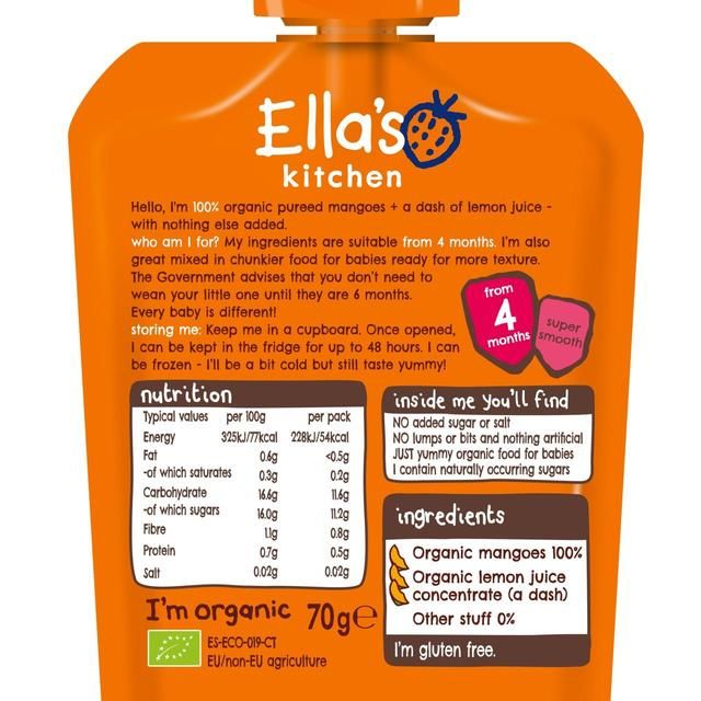 Ella's Kitchen Mangoes First Tastes Baby Food Pouch 4+ Months   70g