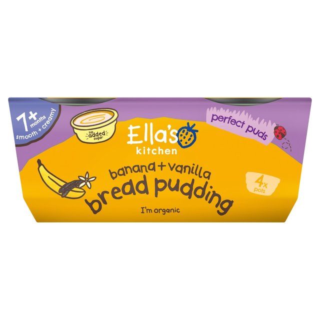 Ella's Kitchen Organic Banana Bread Pudding Baby Dessert Pot 7m+   4 x 80g