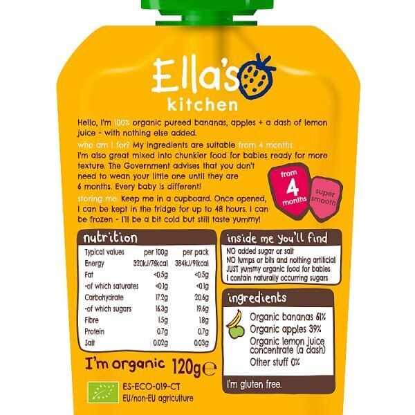 Ella's Kitchen Organic Bananas &amp;amp; Apples 4m+ 120g