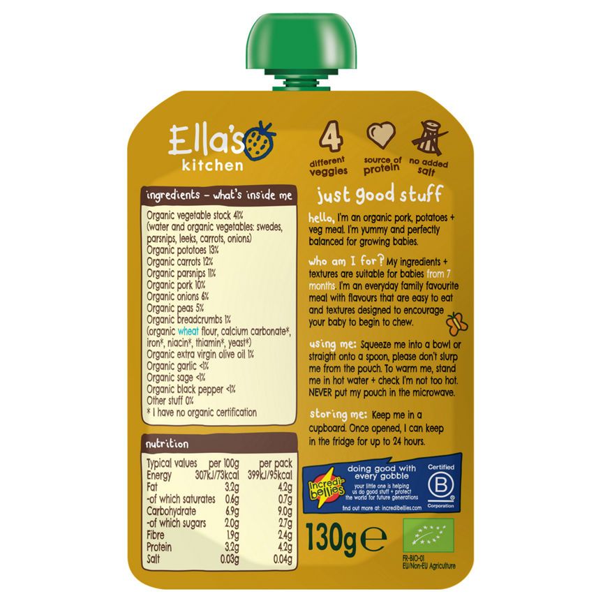 Ella's Kitchen Organic Bangers and Mash Baby Pouch 7+ Months