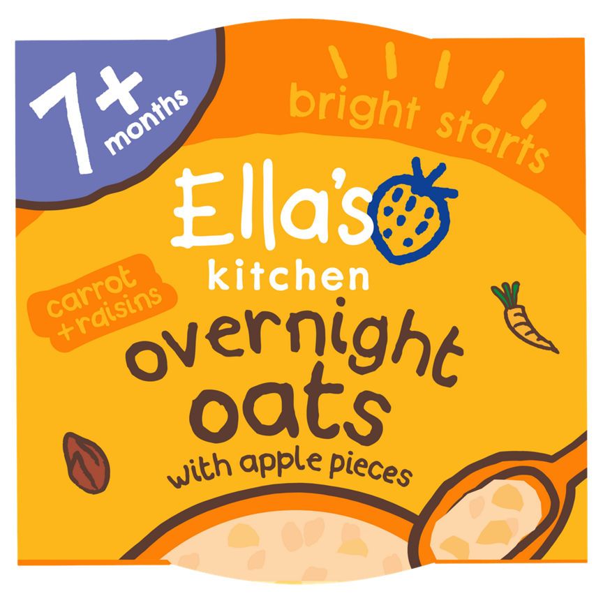 Ella's Kitchen Organic Carrot and Raisins Overnight Oats Baby Breakfast 7+ Months