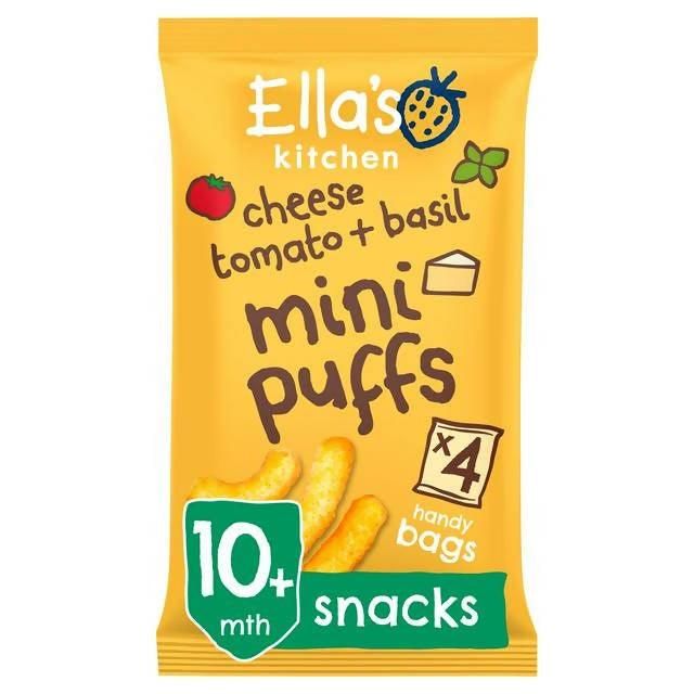 Ella's Kitchen Organic Cheese, Tomato & Basil Mini Puffs Multipack Baby Snack 10+ Months 4x8g