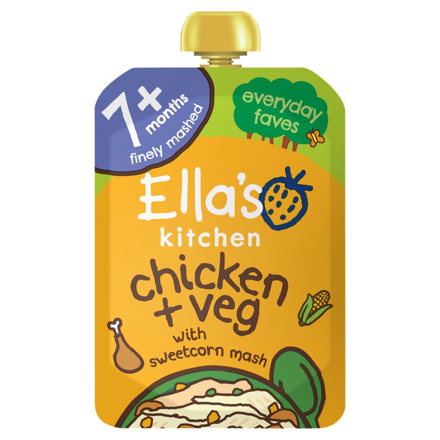פאוץ' מזון לתינוקות עוף וירקות אורגני של Ella's Kitchen 7+ חודשים