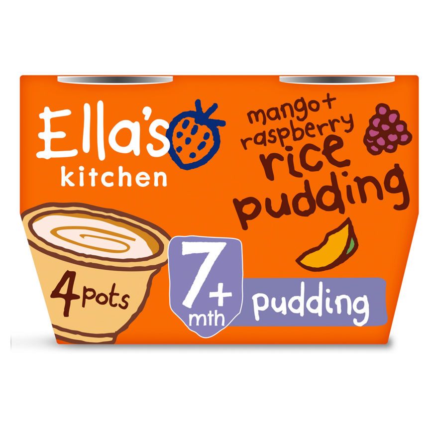 Ella's Kitchen Organic Mango and Raspberry Rice Pudding Baby Dessert Pot Multipack 7+ Months