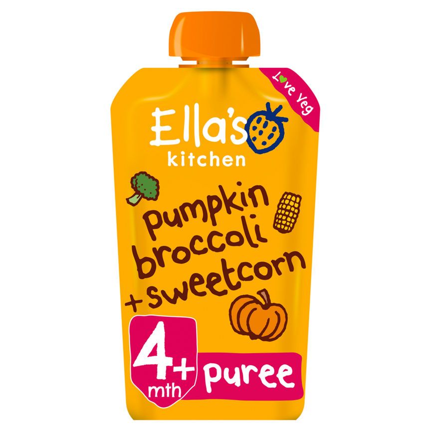 Ella's Kitchen Organic Pumpkin, Broccoli and Sweetcorn Baby Pouch 4+ Months