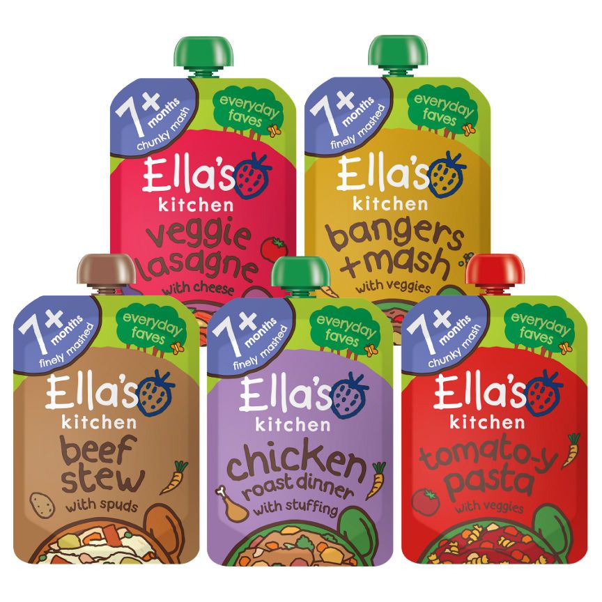 Ella’s Kitchen Organic Savoury Favourites Baby Food Pouch 5x130g Bundle (7+ Months)