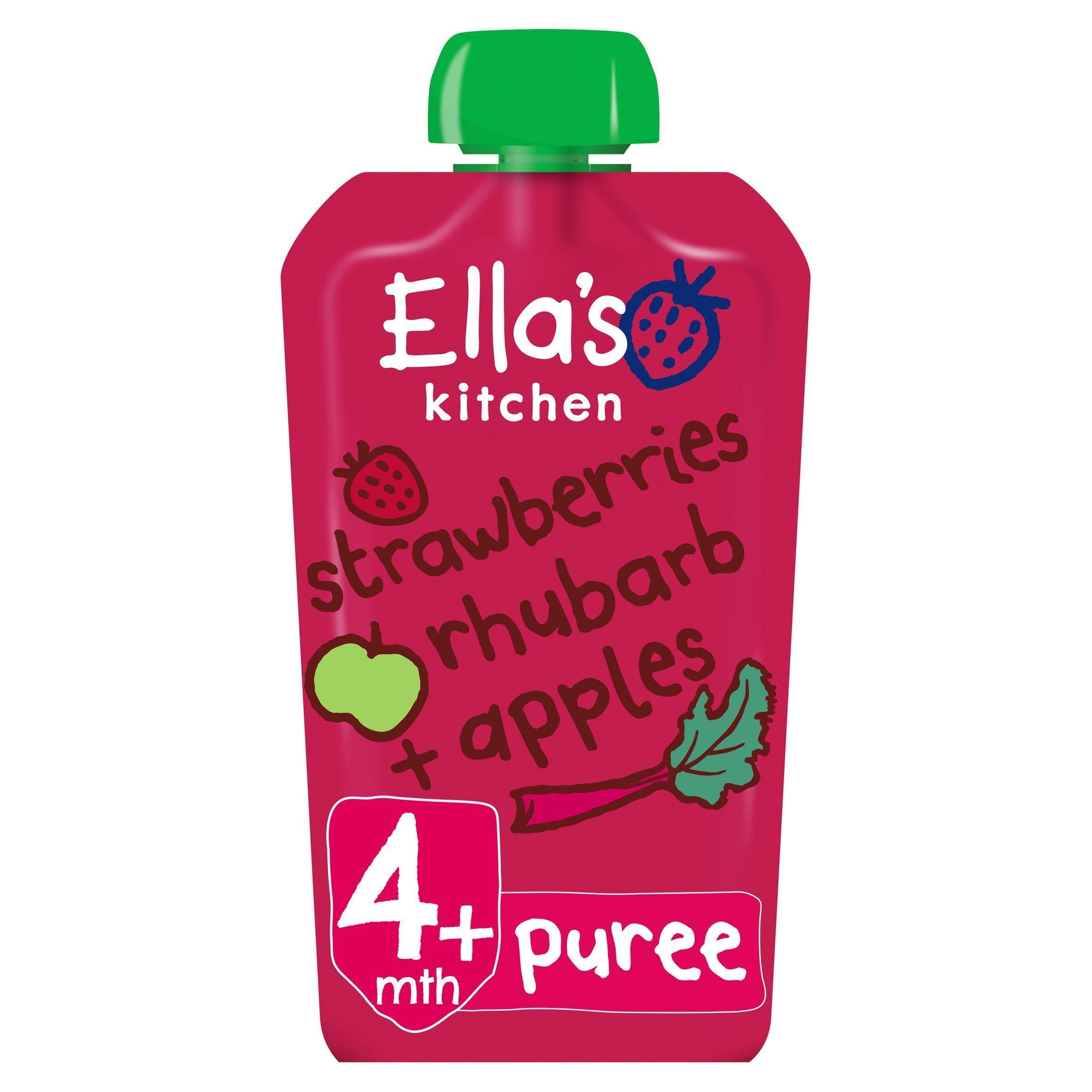 Ella's Kitchen Organic Strawberries, Rhubarb &amp;amp; Apples Baby Food Pouch 4+ Months 120g