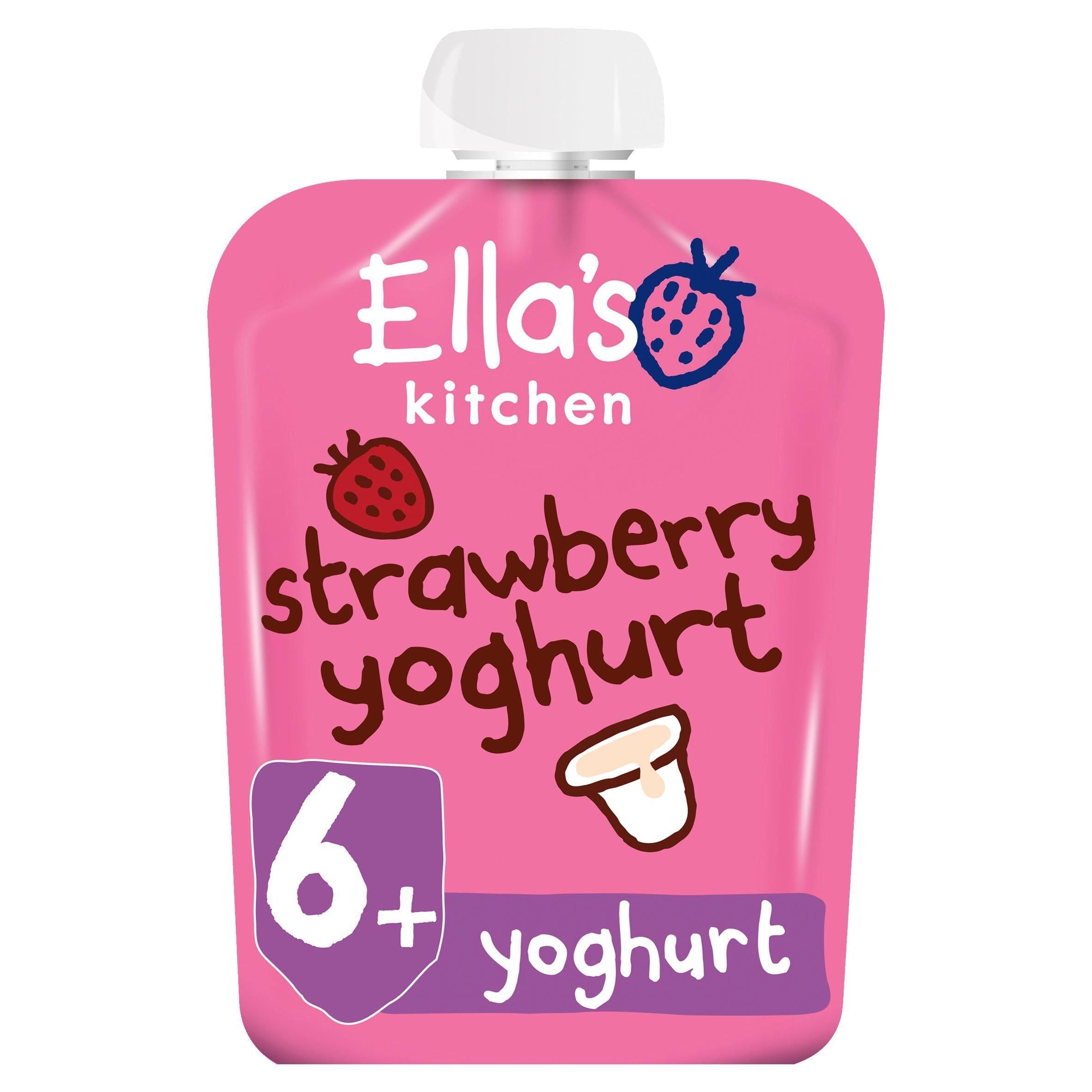 Ella's Kitchen bio eper, görög stílusú joghurtos bébiétel tasak 6+ hónapos 90g