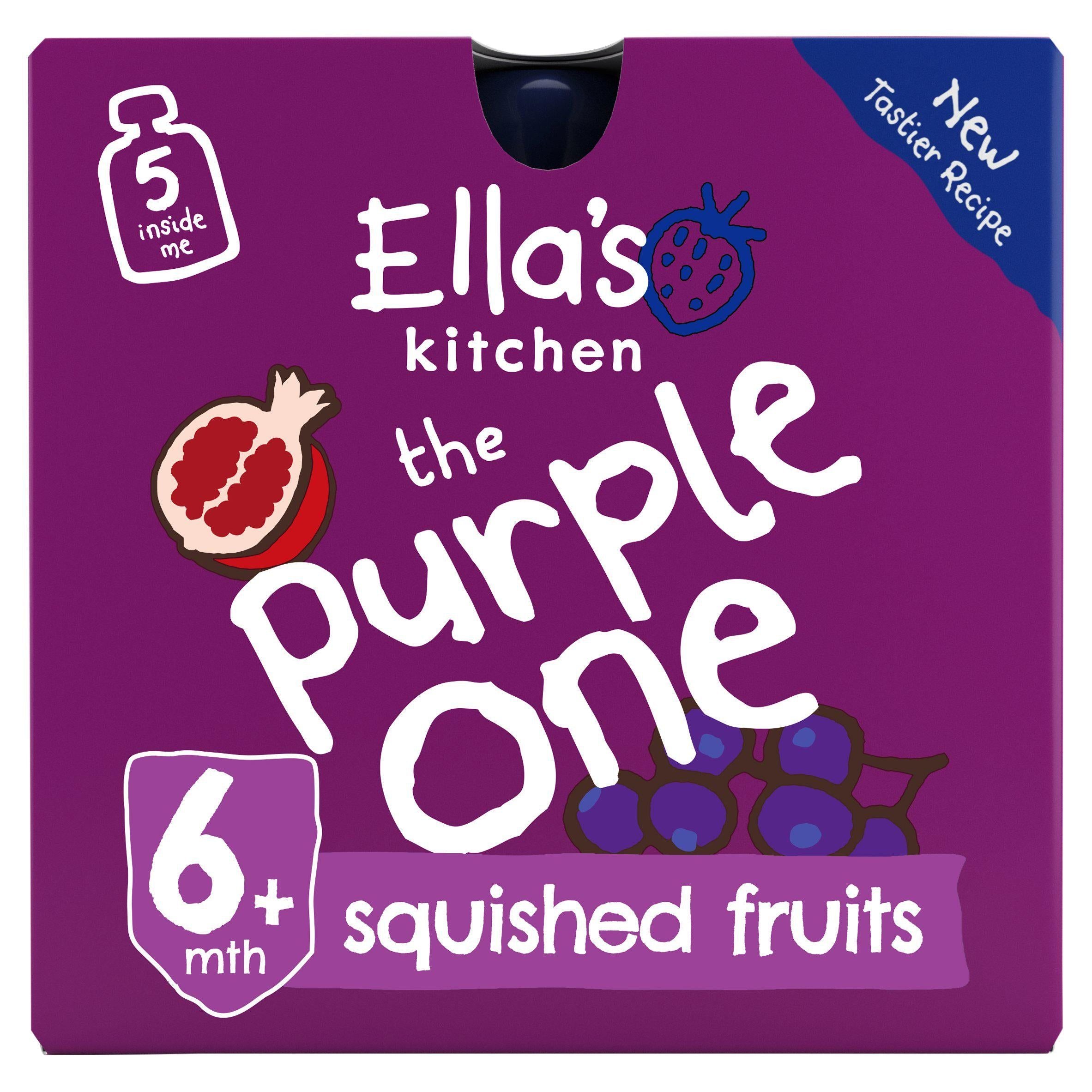 Ella's Kitchen Organic the Purple One Smoothie Multipack Baby Food Pouch 6+ Months 5x90g