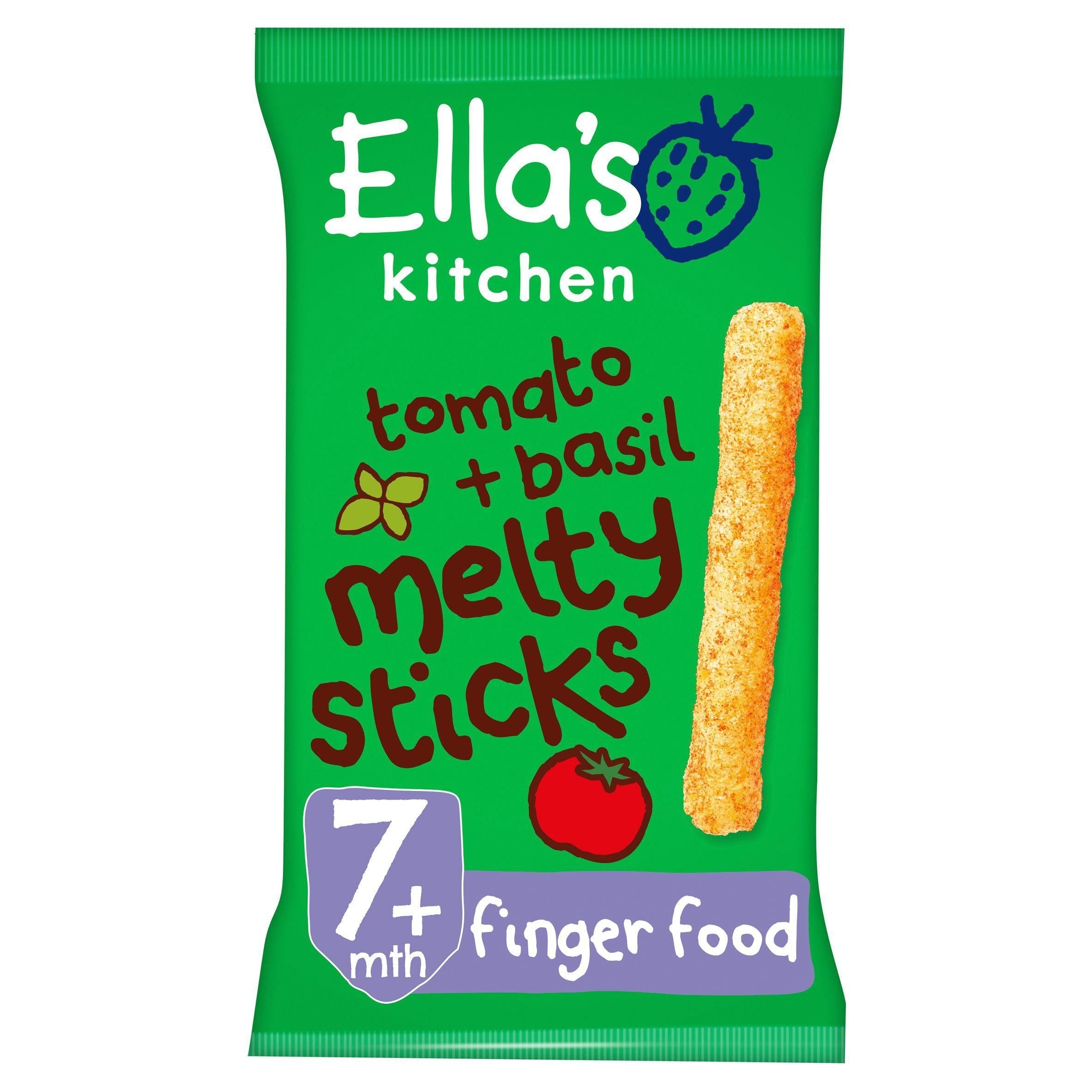 Ella's Kitchen Organic Tomato &amp;amp; Basil Melty Sticks Baby Snack 7+ Months 16g