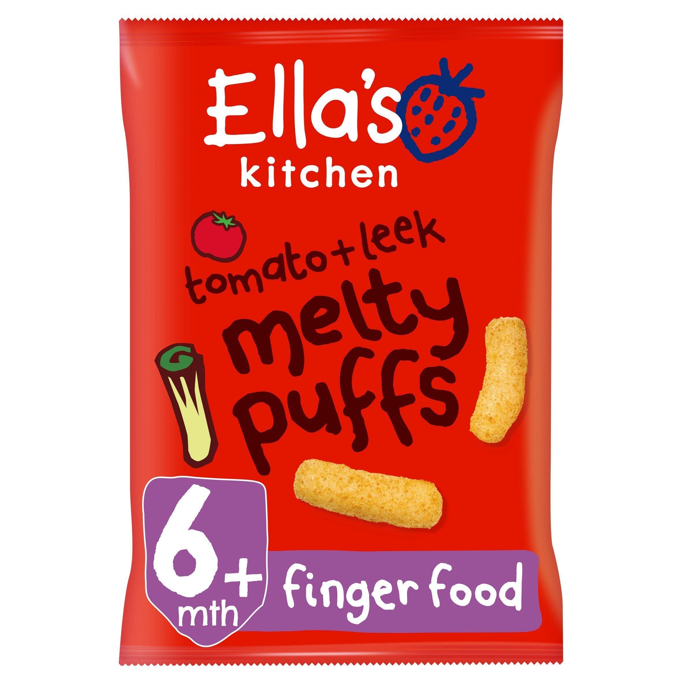 Ella's Kitchen Organic Tomato &amp;amp; Leek Melty Puffs Baby Snack 6+ Months 20g